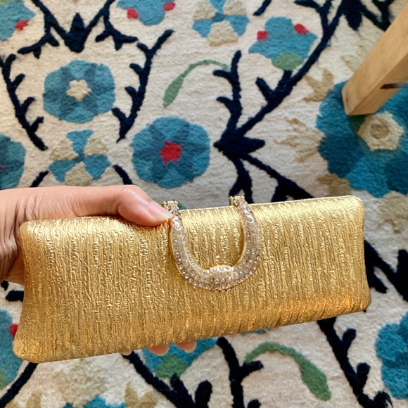 New beautiful party clutch purse golden stone - Picture 2 of 8
